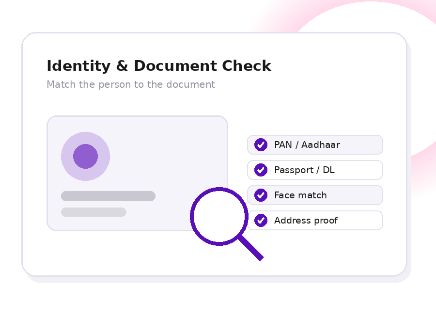 Background verification service checking identity documents